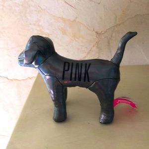 Victoria Secrets Pink gunmetal metallic logo dog